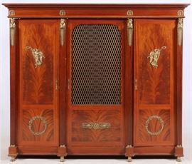 FRENCH EMPIRE STYLE MAHOGANY BOOKCASE, H 70", L 81", D 23"
Lot # 2087 
