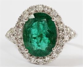 4.10CT NATURAL EMERALD AND 1.10CT DIAMOND RING, SIZE 7
Lot # 2115 