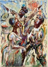 MIKHAIL SHAPIRO (RUSSIAN, B. 1947), OIL ON CANVAS, 2008, H 24 1/4", L 19 5/8", "JAZZ 1"
Lot # 2154 