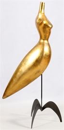 UNSIGNED (AMERICAN), POLYMER UNDER GOLD LEAF STYLIZED FEMALE FIGURE, H 5' 1", L 32"
Lot # 2256 