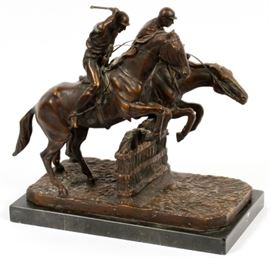ISIDORE JULES BONHEUR, (FRENCH, 1827-1901) BRONZE, H 11'', W 11'', L 6'', "STEEPLECHASE"
Lot # 2259 