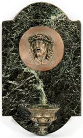 DUBIOS MARBLE AND BRASS HOLY WATER FONT, H 8.25", W 5"
Lot # 2267 