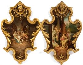 FLORENTINE HAND PAINTED WOOD PLAQUES, PAIR, H 27", W 17"
Lot # 2276 