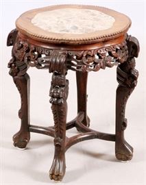 CHINESE MARBLE & CARVED WOOD TABLE, H 23 1/2", DIA 20"
Lot # 2301 
