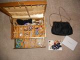 ASST. COSTUME JEWELRY AND SMALL PURSE.