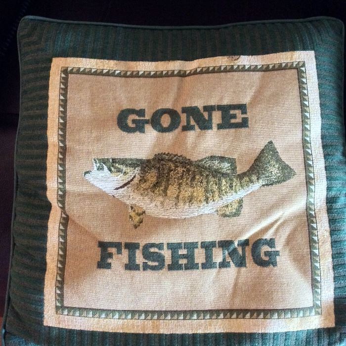 Gone Fishing Decorative Throw Pillow.