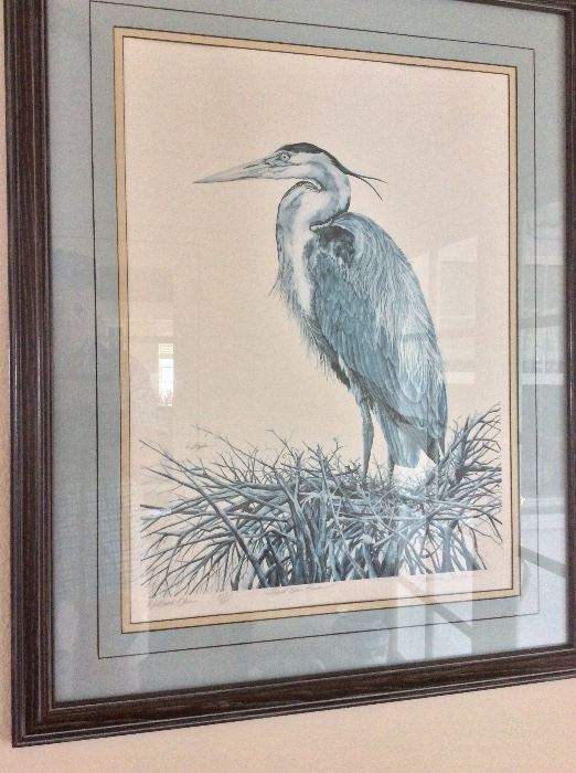 "Wetland Blue" Great Blue Heron by Lawrence Snyder, Signed and Numbered.