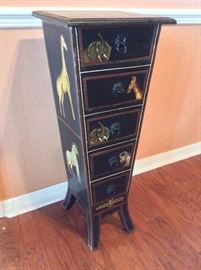 5-drawer Stand with African Animal Paintings. 