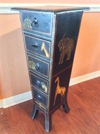 5-drawer Stand with African Animal Paintings. 