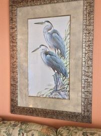 Art LaMay signed Great Blue Heron Framed Art.