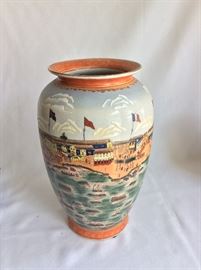 Painted Vase, 12" H.
