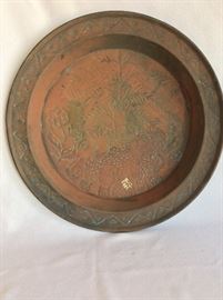 Brass Elephant Tray. 18" diameter. 