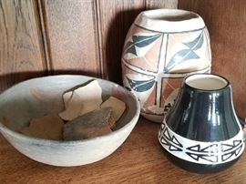Signed pottery pieces