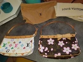 AUTHENTIC LOUIS VUITTON POUCHETTES..MURAKAMI DESIGNED...MINT CONDITION VACHETTA LEATHER