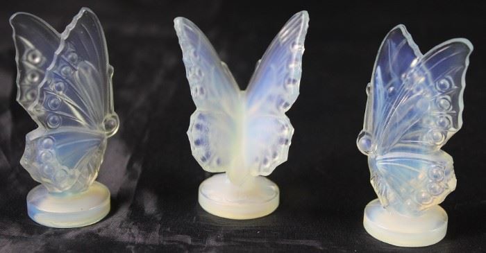 Sabino Paris France Opalescence Art Glass: Closed Wing Butterfly (2 each) and (SOLDOpen Wing )Butterfly