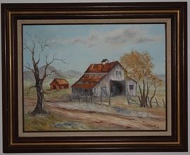 Original Oil on Canvas  (Framed Country Landscape signed Jean 1975).
