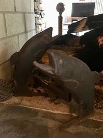 Cast iron fish andirons 