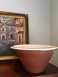 large French pottery dough bowl