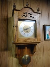 Vintage Hand Carved Oak Case, Clock. Time Only