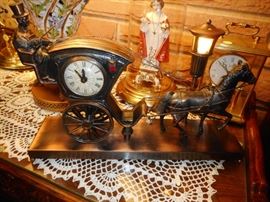 United Clock, Hansom Cab,, Lantern Lights.Original Tag with clock