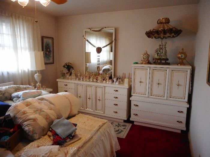 Mid Century White Mahogany Bedroom Furniture