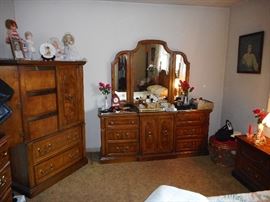 Vaughn Furniture Low Boy with Triple Mirror, High Boy