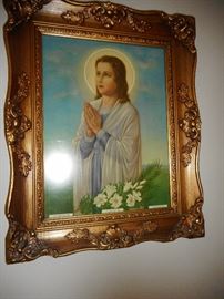 Religious Oil on Canvas Gilt Framed