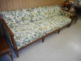 Mid Century Walnut Frame Sofa