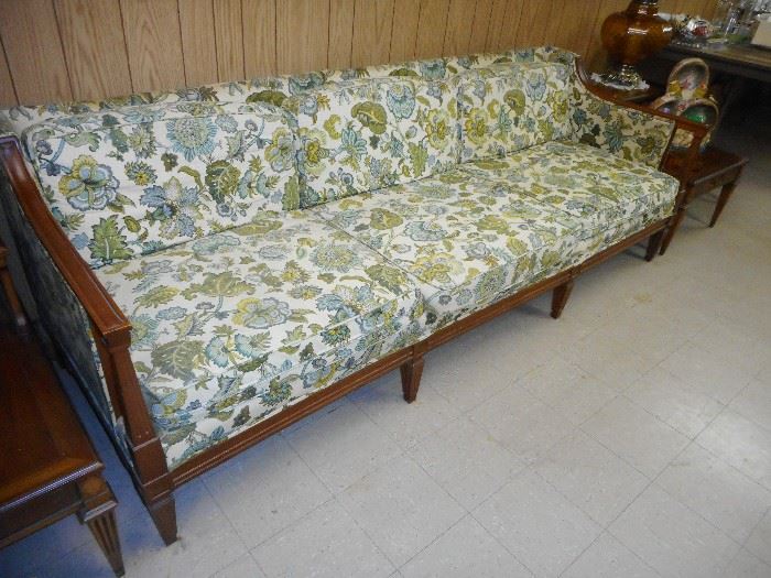 Mid Century Walnut Frame Sofa