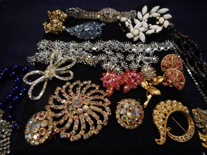 Rhinestones..Pin Sets with Earrings, Necklaces with Earrings. Loose Earrings. Necklaces..GREAT Condition!!