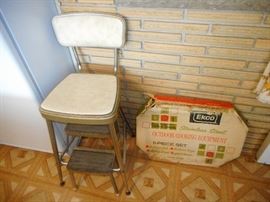 Mid Century Step Stool, Ekco Mid Century BBQ Tool Set with Original Box