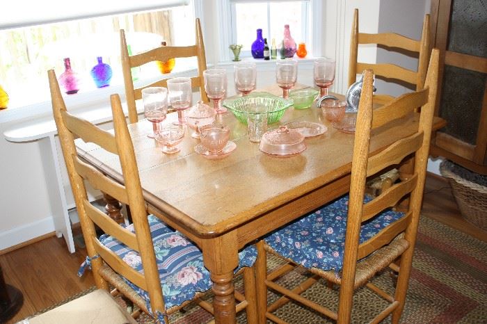 Excellent Vintage Country Kitchen Table with Ladderback chairs