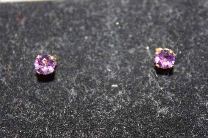 14K Gold and Amethyst Studs