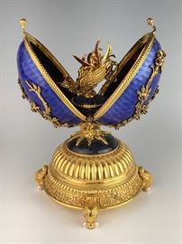 Faberge Enamel & Sterling Egg