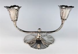 Friedell Silver "Poppy" Double Candlestick (Pasaden, Ca silversmith)