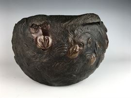 Fabulous Antique Japanese Bronze Monkey Vase