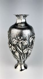 Japanese blow out Sterling Vase, Meiji Period