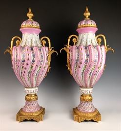 Gorgeous pair of large Sevres Vases
