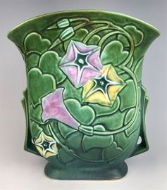ROSEVILLE  Green Morning Glory Vase