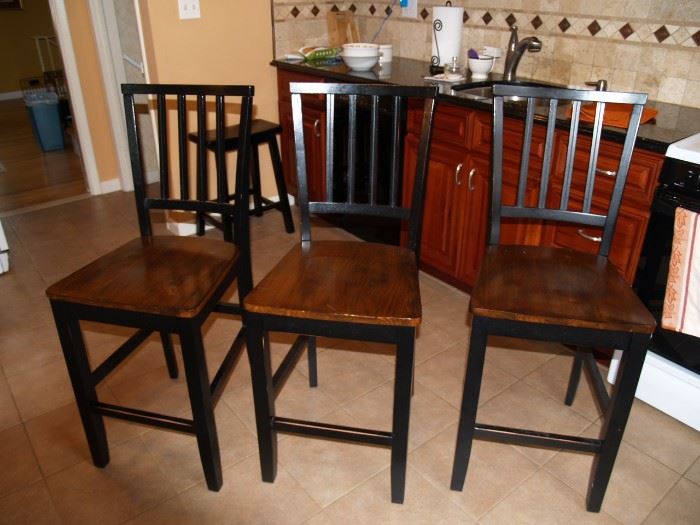 Black & cherry counter height stools (set of 3)
