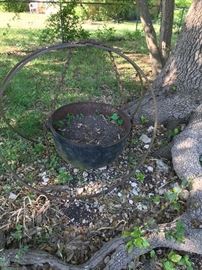 Cast Iron Cauldron Kettle Cowboy Cooking Ready- Been hanging so feet are great- About 50 gallon