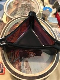 Amethyst Glass Cigar Holder Ash Tray