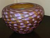 beautiful blown art glass rose bowl signed Tiffany