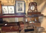 numerous old photos, frames, tins, wood boxes from estates in Boston, and throughout the Pennsylvania and New York areas