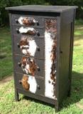 painted chifferobe with real cowhide accents