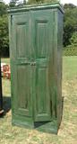 large painted primitive two door cupboard with shelves inside