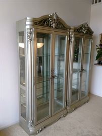 Thomasville Hemingway collection bunching curios with hinge-touch lighting