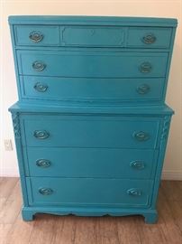 Solid, tall, vintage, hand painted 

Chest of drawers.
