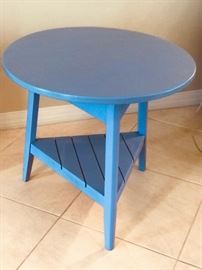 Americana Style Hand Painted Blue Side Table