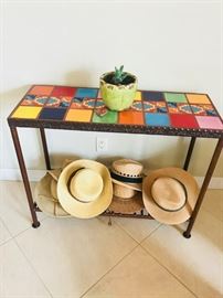 Beautiful Handcrafted in Mexico Tile Top Iron Table, Hand Painted and Sealed.